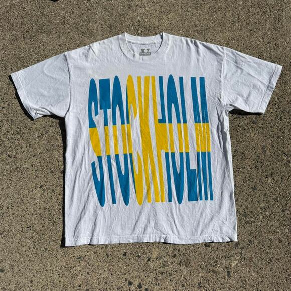 VLONE 'STOCKHOLM' White AWGE X ASAP Rocky Graphic T Shirt - Picture 2 of 5